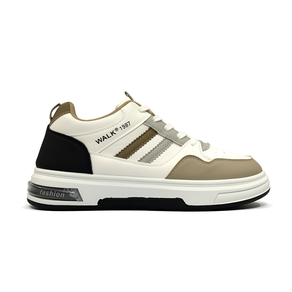 Walk 1987 Men’s Casual Sneakers – Cream & Brown