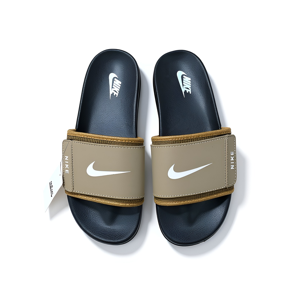 Men’s Slides Comfortable Casual Slides – Light Brown & Black