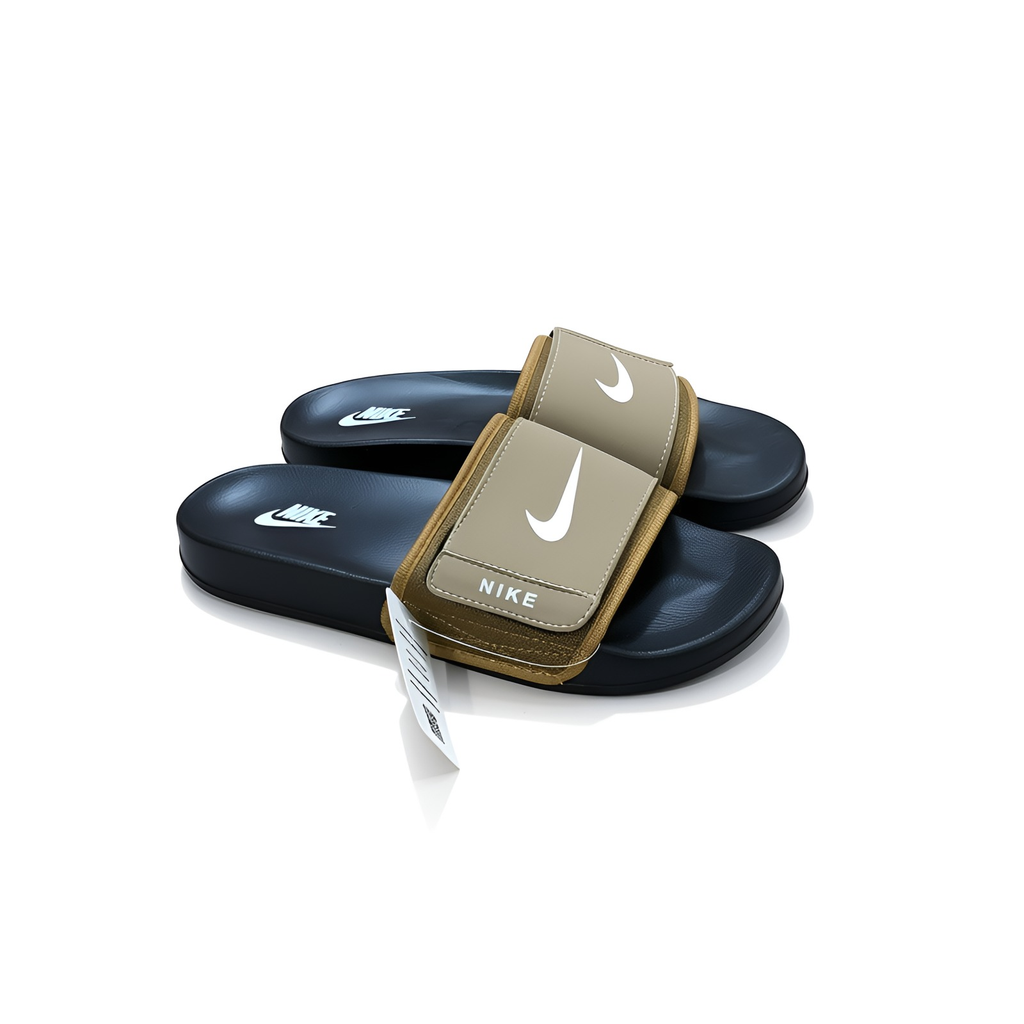 Men’s Slides Comfortable Casual Slides – Light Brown & Black