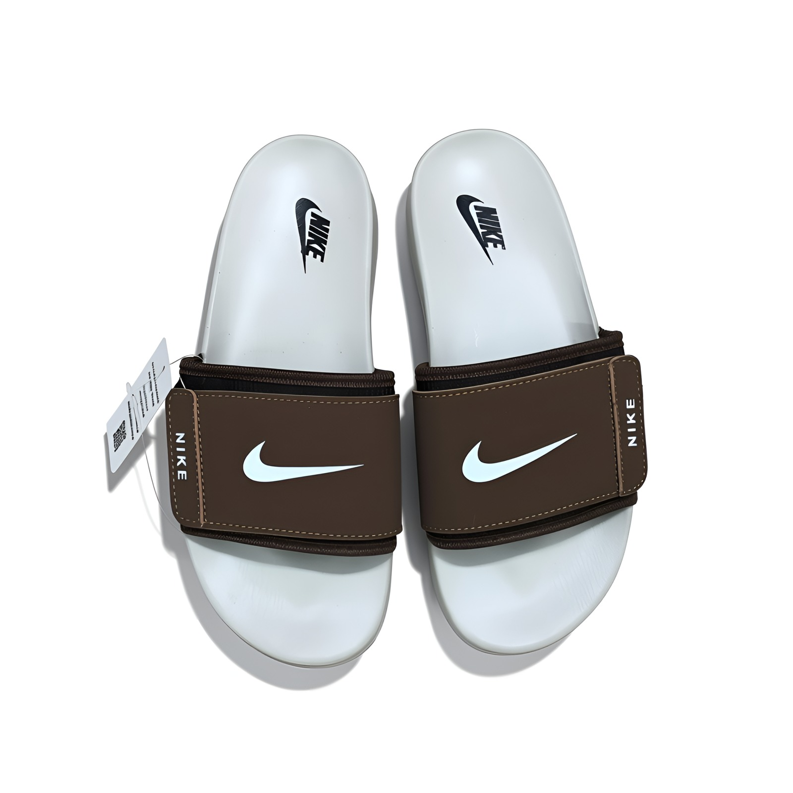 Men’s Slides Comfortable Casual Slides – Brown & Off White
