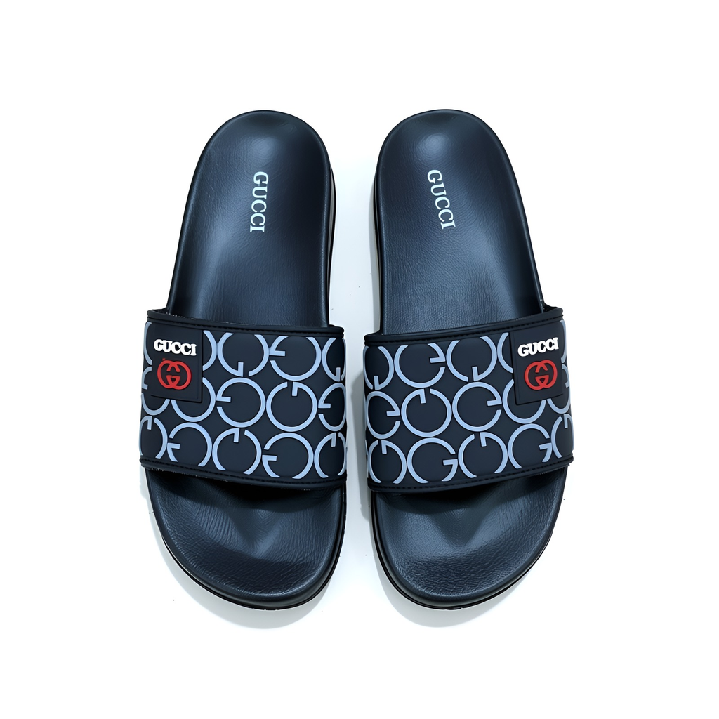 Men’s Designer Pattern Slides – Black