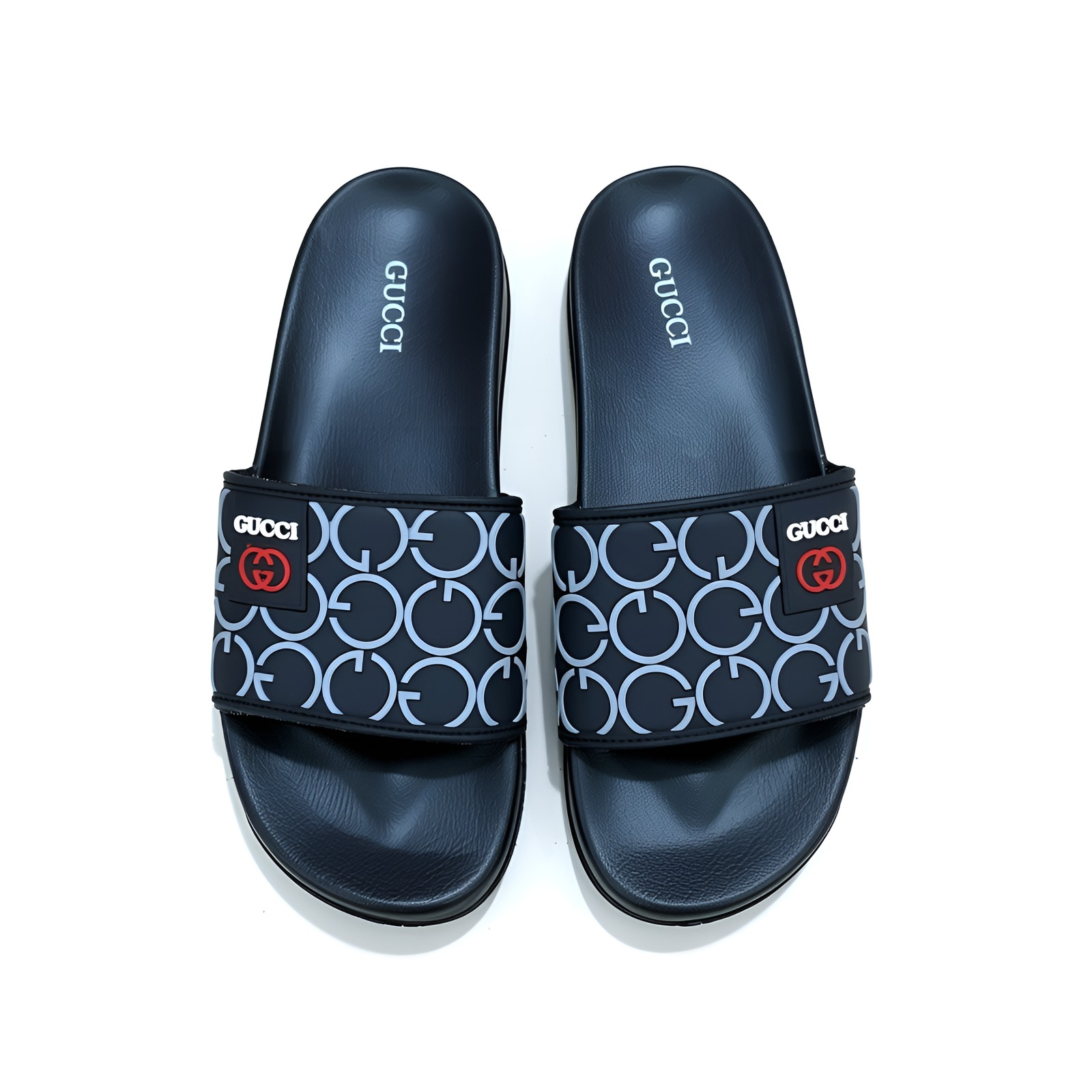 Men’s Designer Pattern Slides – Black