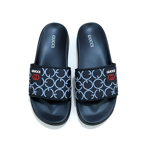 Men’s Designer Pattern Slides – Black